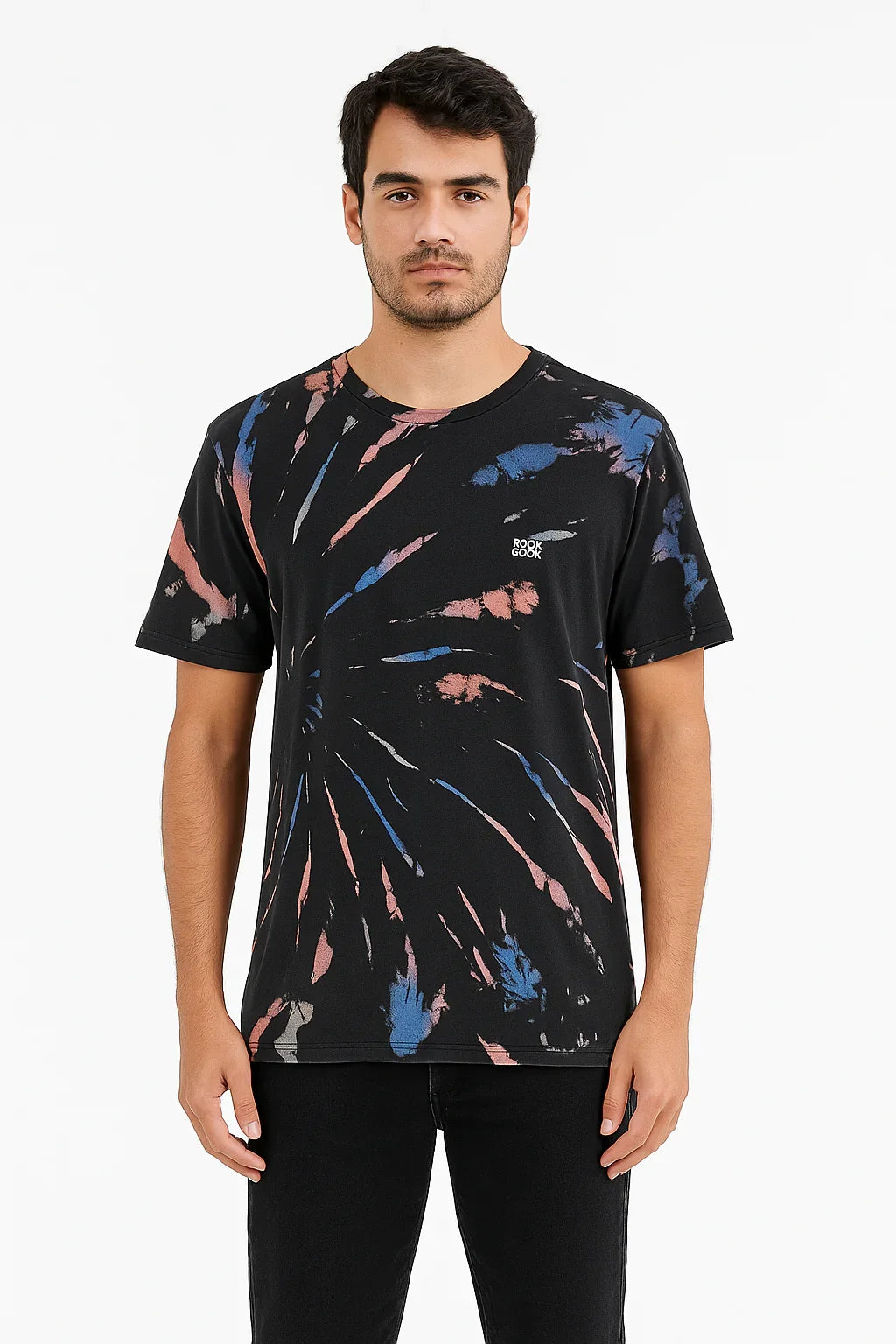 Camiseta Tradicional Tie-Dye Preto Multicolor