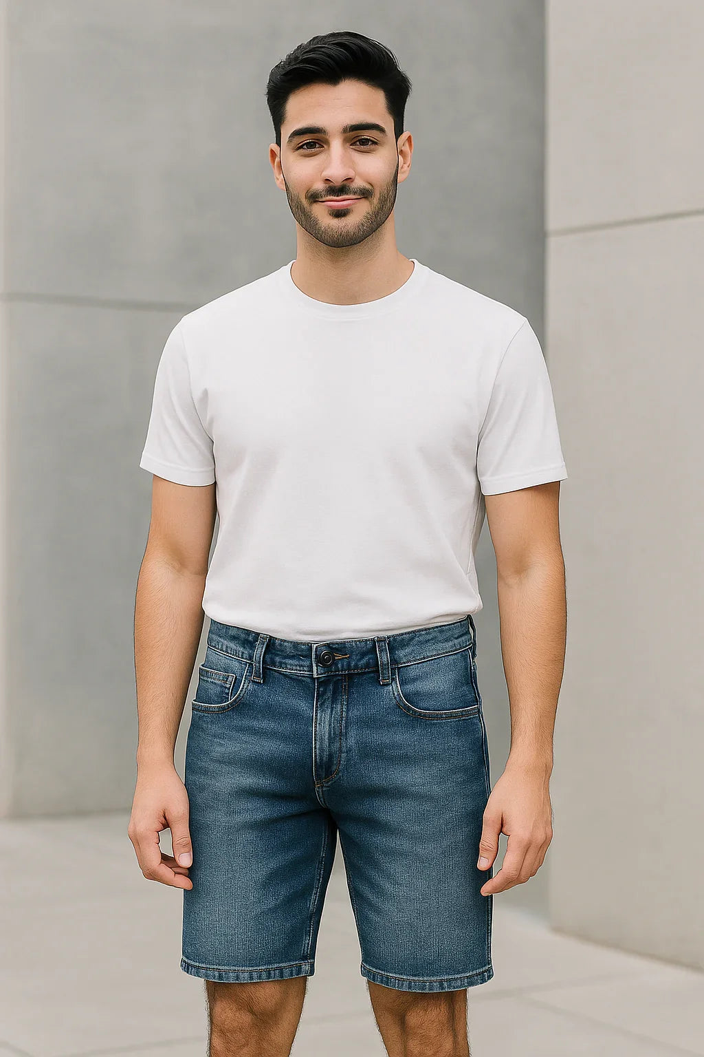 Bermuda Masculina Jeans Tradicional Azul Stone