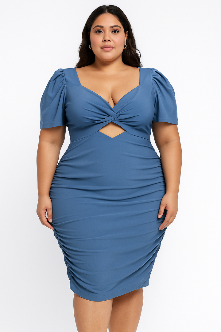 Vestido Midi Recorte Frontal Plus Size Fofofinha