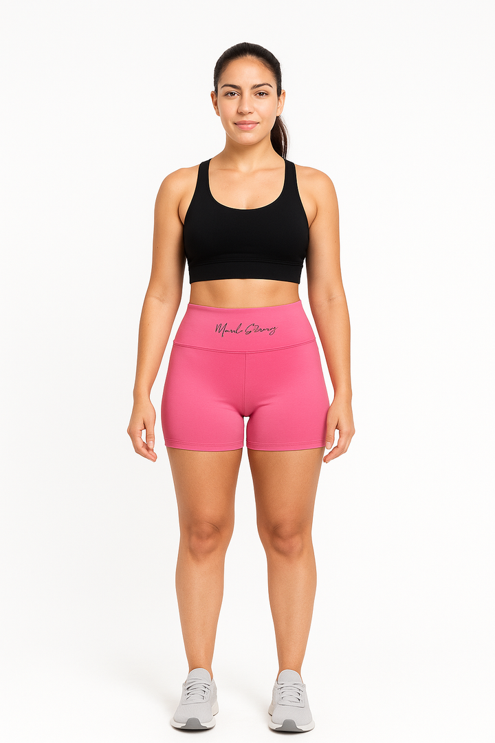 Shorts Fitness Rosa Levanta Bumbum Cintura Alta
