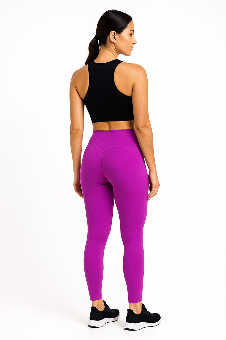Calça Legging Fitness Roxa Cós V Cintura Alta Feminina