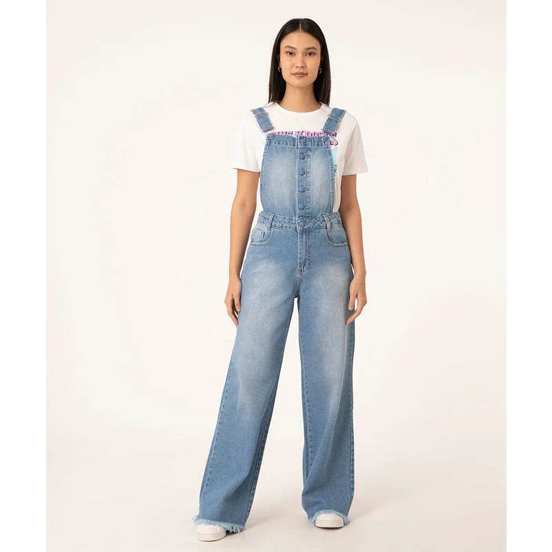 Jardineira Jeans Wide Leg Morning Leon - Leon Elegance