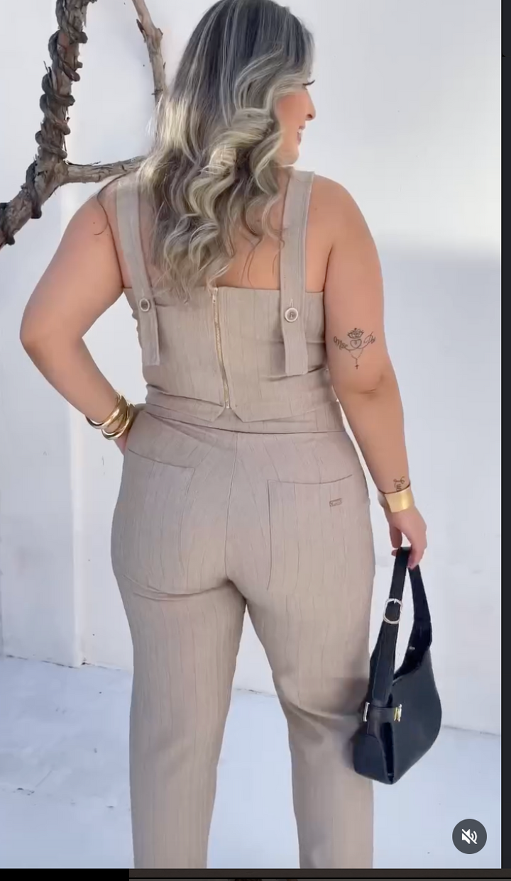 Conjunto Klepton Alfaiataria Listrado Plus Size