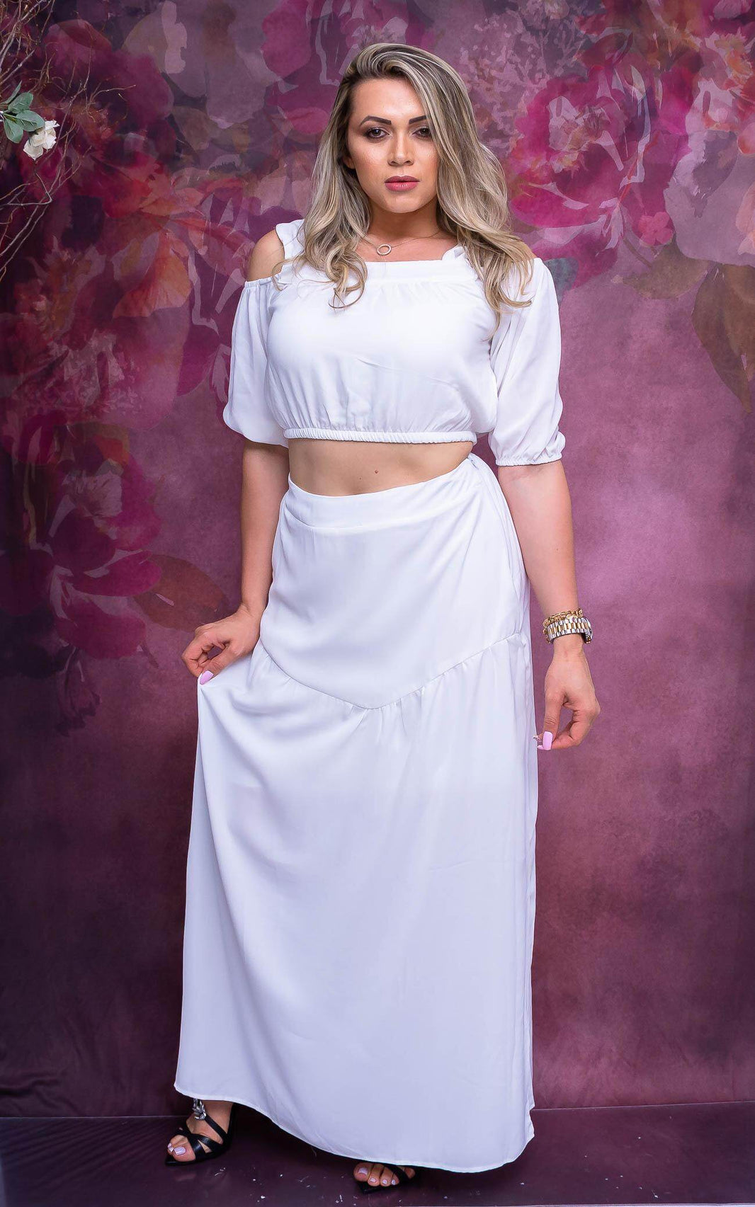 Conjunto Luar Saia Longa e Cropped Leon - Leon Elegance