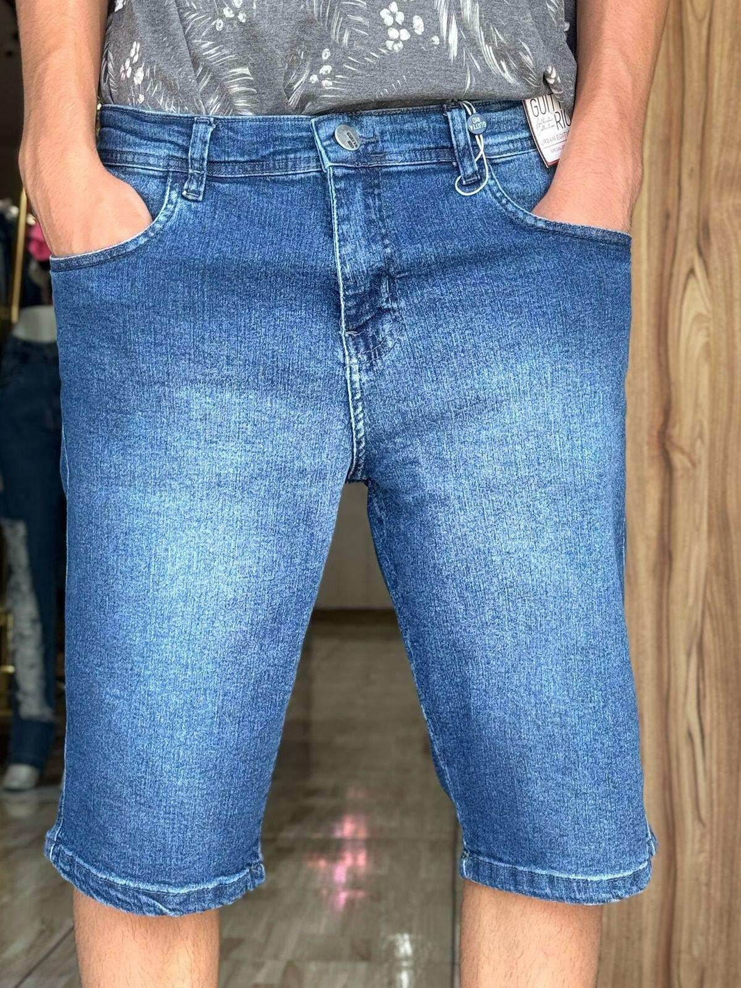Bermuda Jeans Slim Men Basic Leon - Leon Elegance