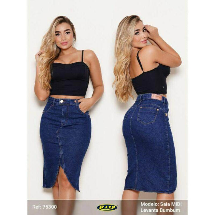 Saia Midi Jeans Soir Leon - Leon Elegance