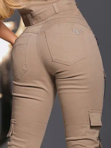 Calça Jogger Cargo Feminina Pit Bull Jeans  Bege