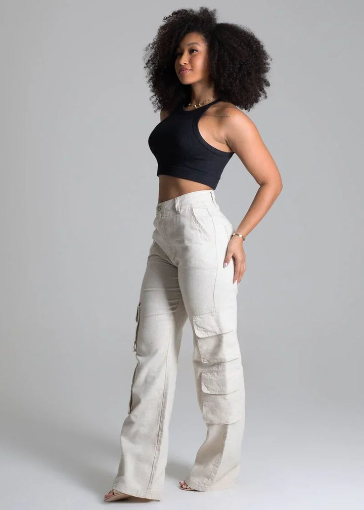 Calça Linho Wide Leg Leon