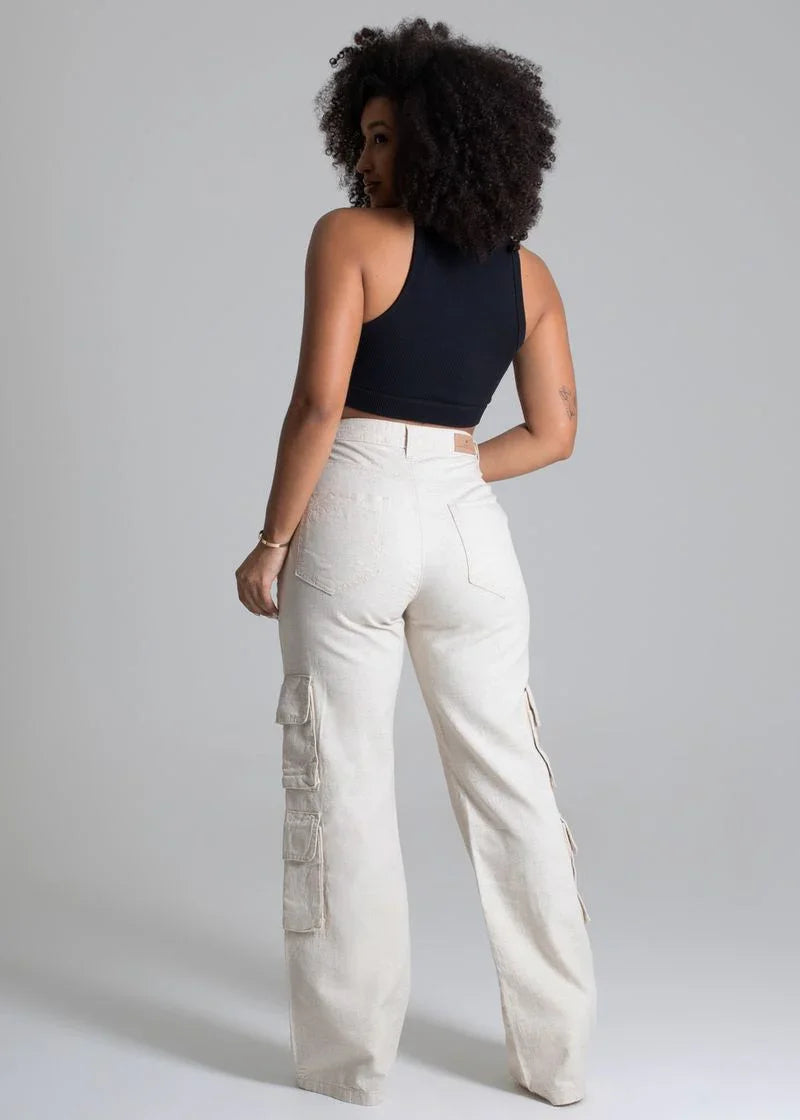 Calça Linho Wide Leg Leon