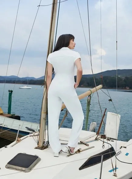Macacão Branco Tufi Duek com Detalhe Vazado nos Ombros