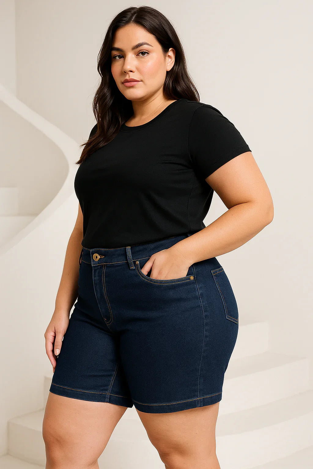 Bermuda F Plus Jeans Basic Leon