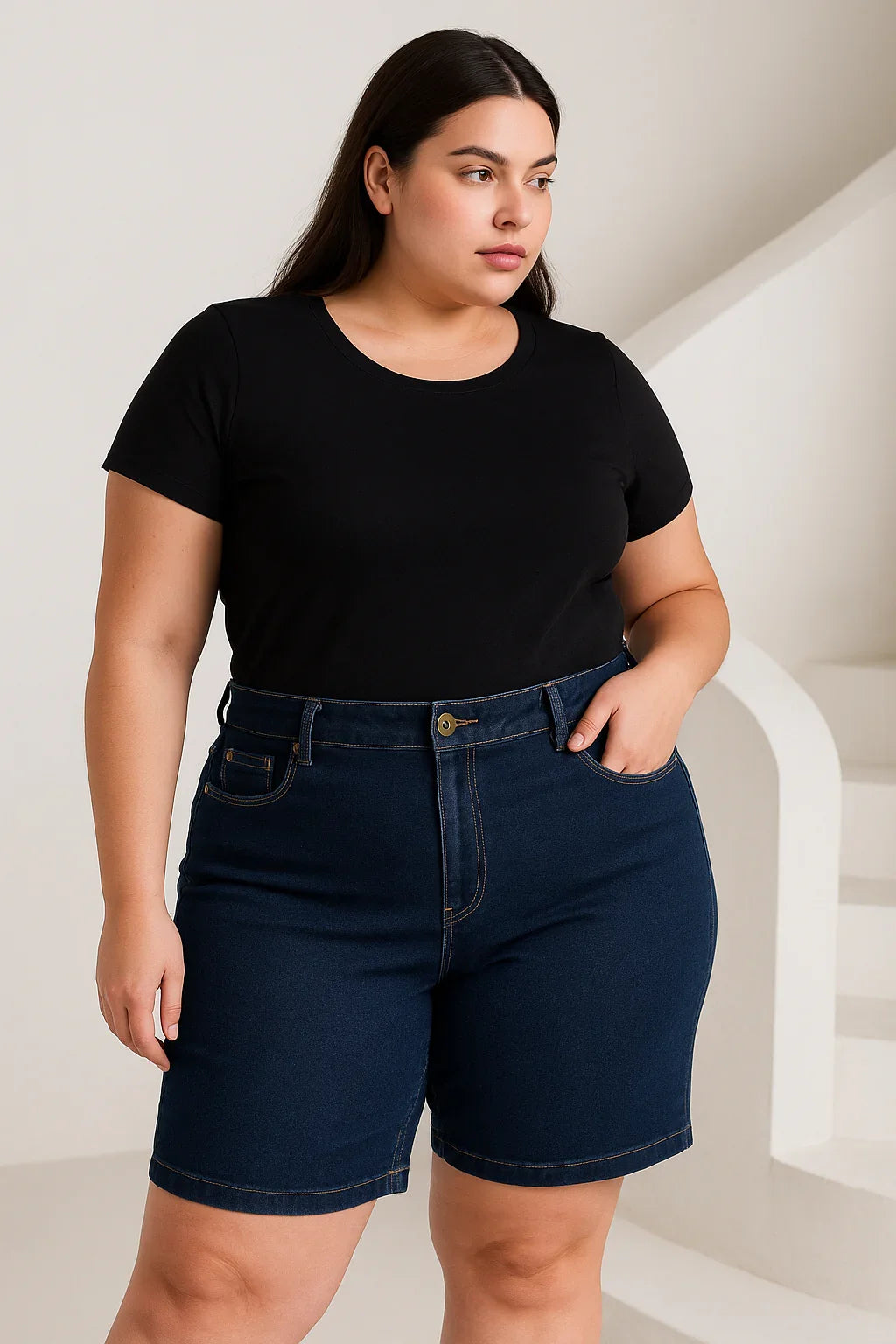 Bermuda F Plus Jeans Basic Leon