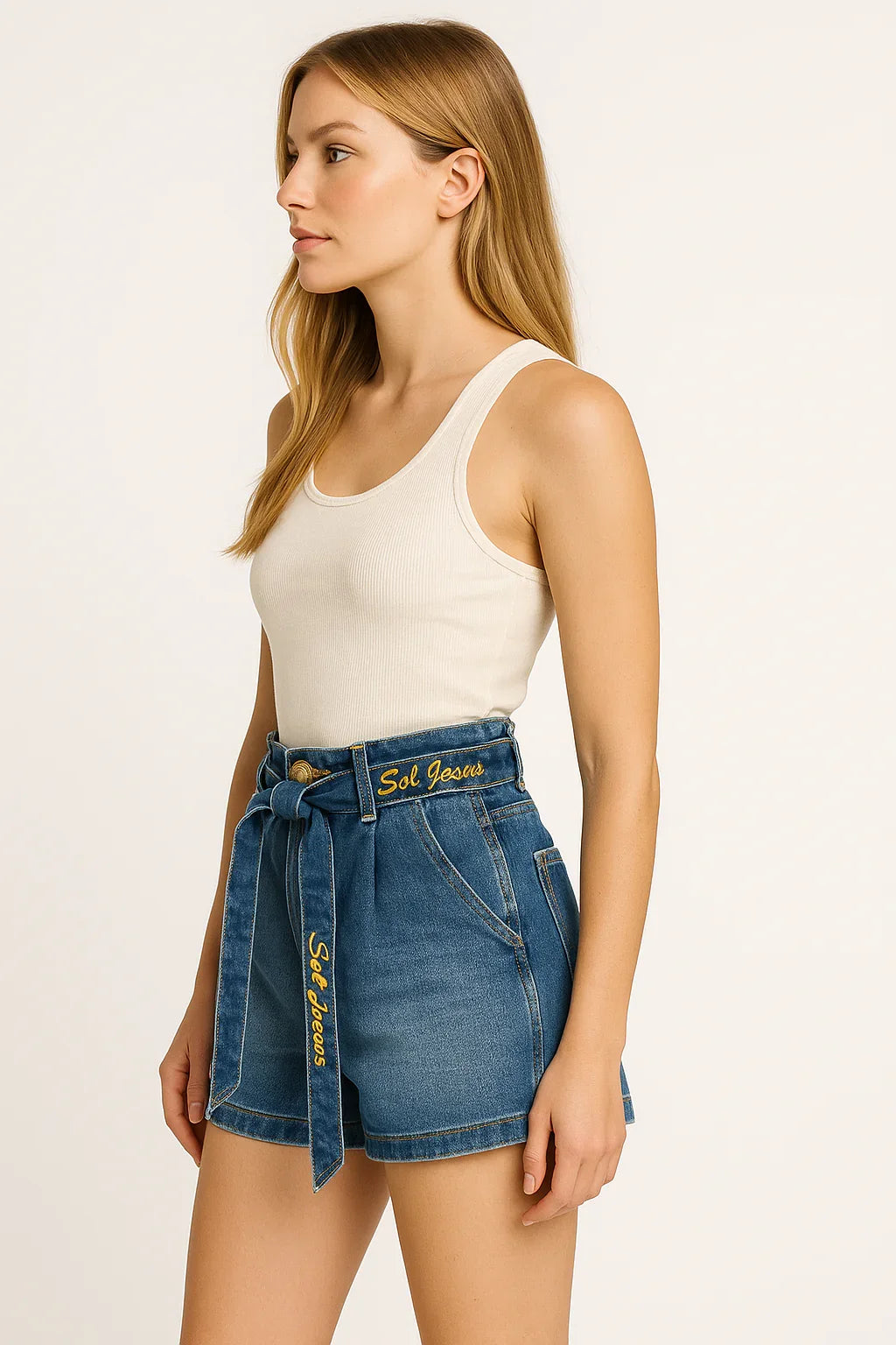 Short Jeans Cintura  Faixa Leon