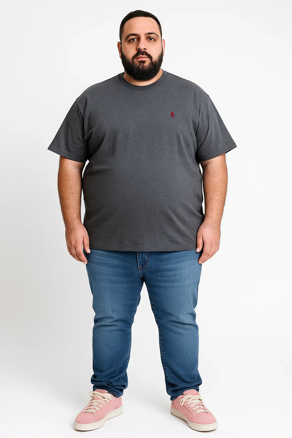 Camiseta Cinza Mescla Gola careca Masculina