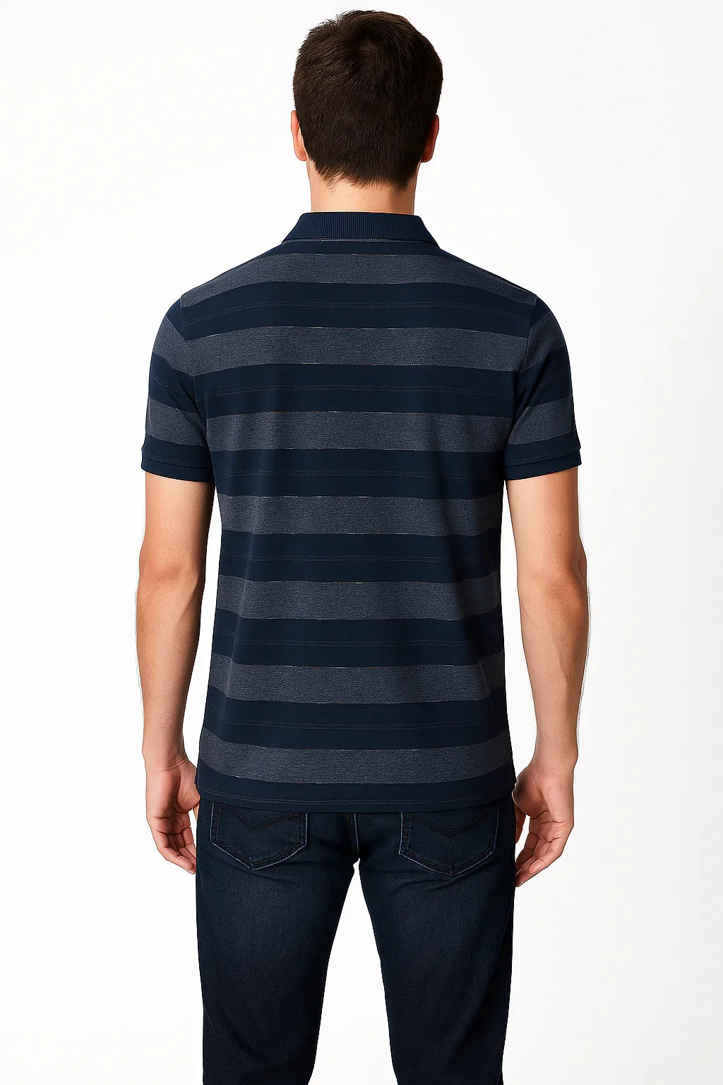 Polo Masculina Listrada Azul Marinho