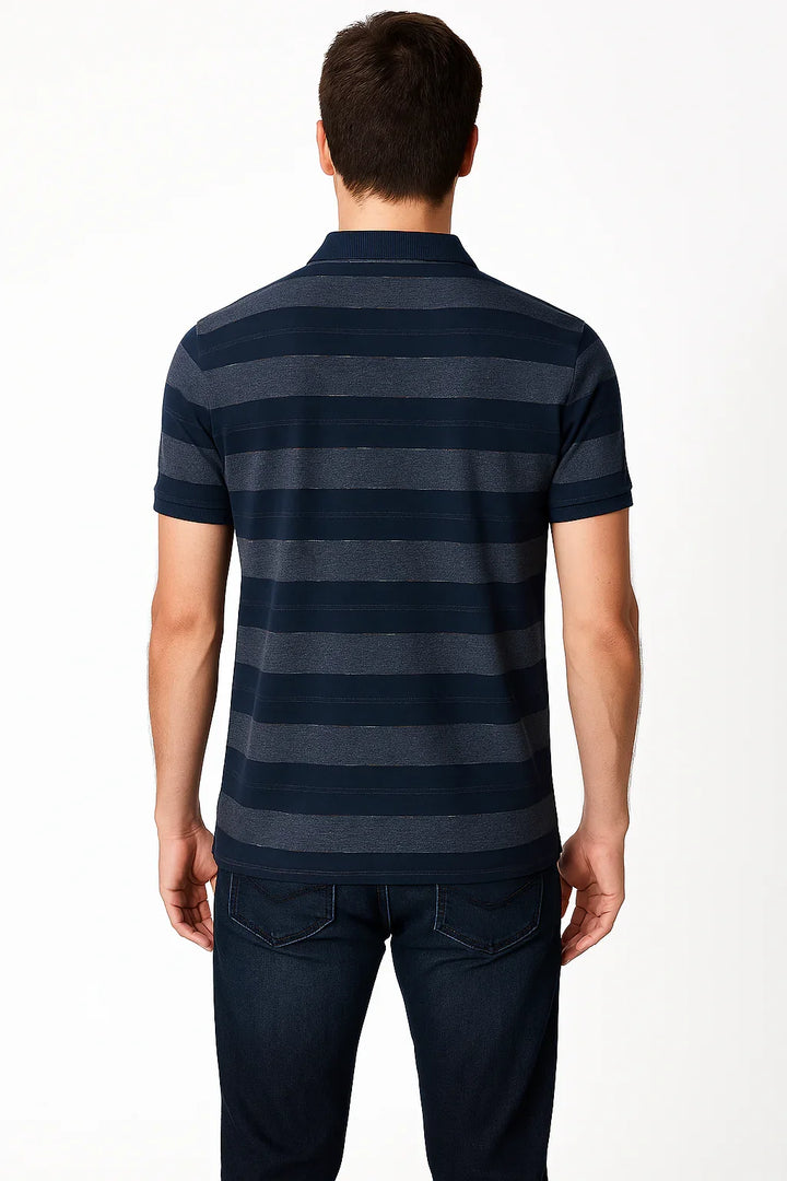 Polo Masculina Listrada Azul Marinho