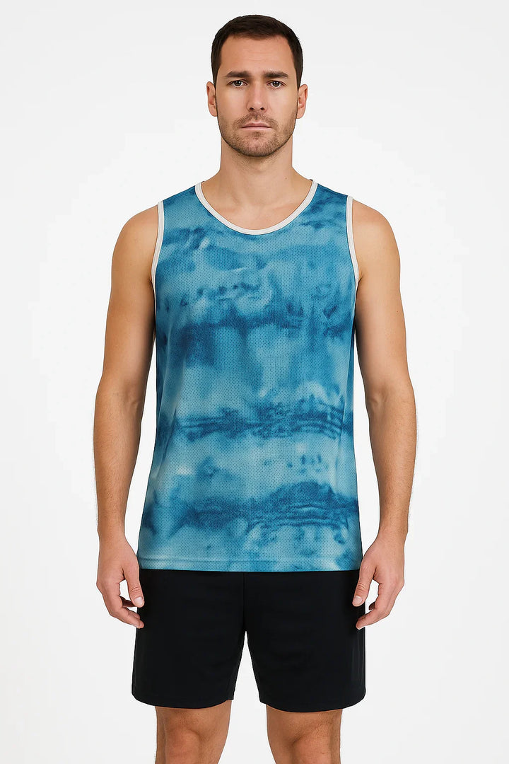 Regata Masculina Esportiva Tie Dye Azul