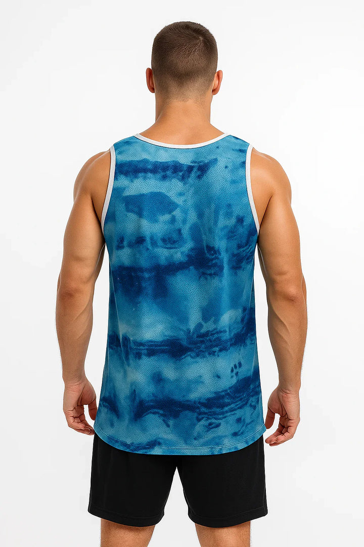 Regata Masculina Esportiva Tie Dye Azul