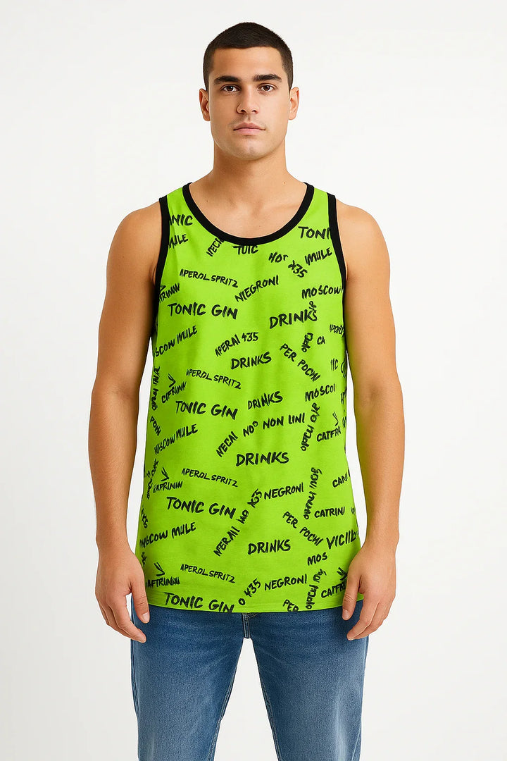 Regata Masculina Esportiva Verde Neon Drinks