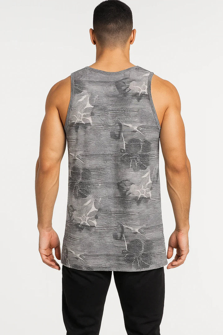 Regata Masculina Esportiva Cinza Estampada