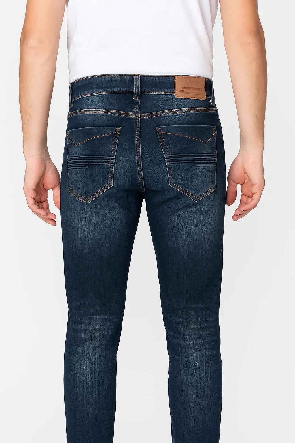 Calça Jeans Skinny Destroyed Masculina Zíper Azul Escuro