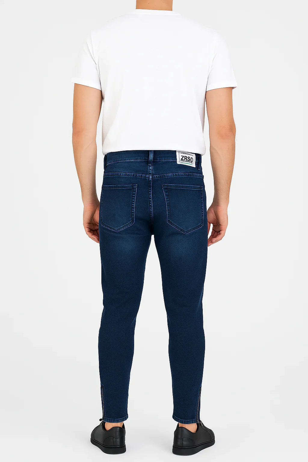 Calça Jeans Skinny Destroyed Masculina Zíper Azul Escuro