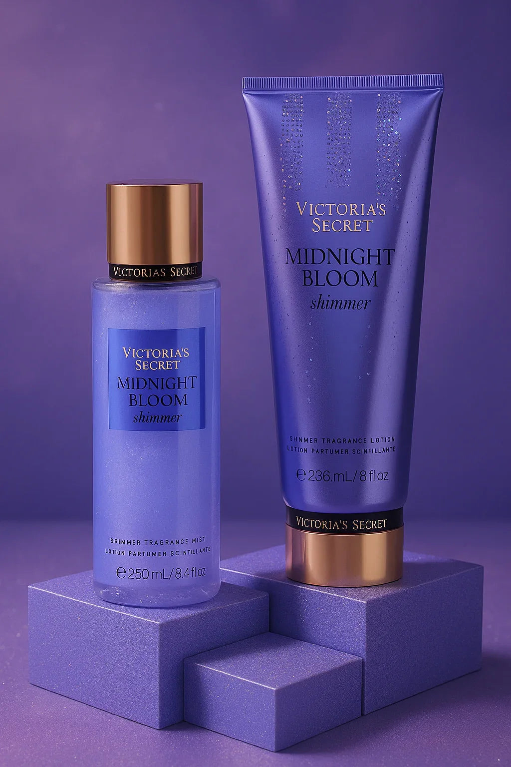Kit Victoria’s Secret Midnight Bloom Shimmer Body Splash e Loção