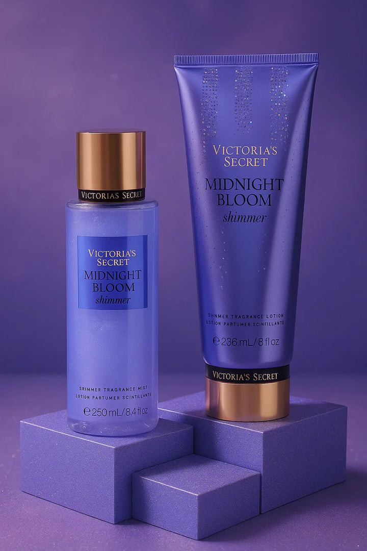 Kit Victoria’s Secret Midnight Bloom Shimmer Body Splash e Loção