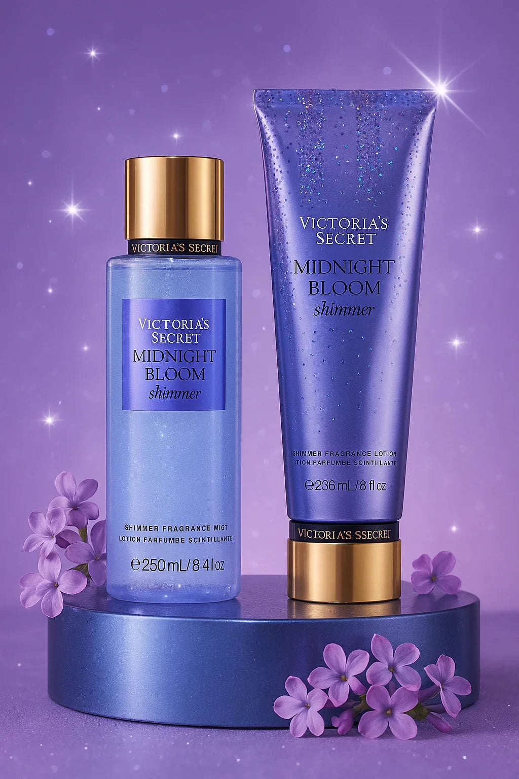 Kit Victoria’s Secret Midnight Bloom Shimmer Body Splash e Loção