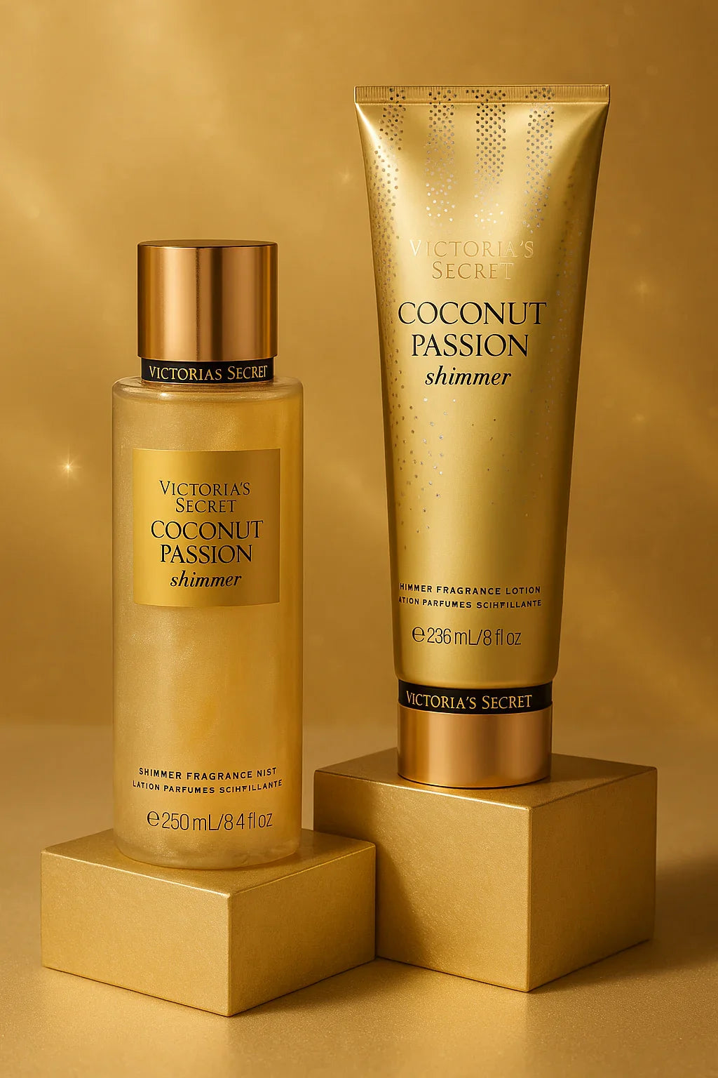 Kit Victoria’s Secret Coconut Passion Shimmer Body Splash e Loção Feminino