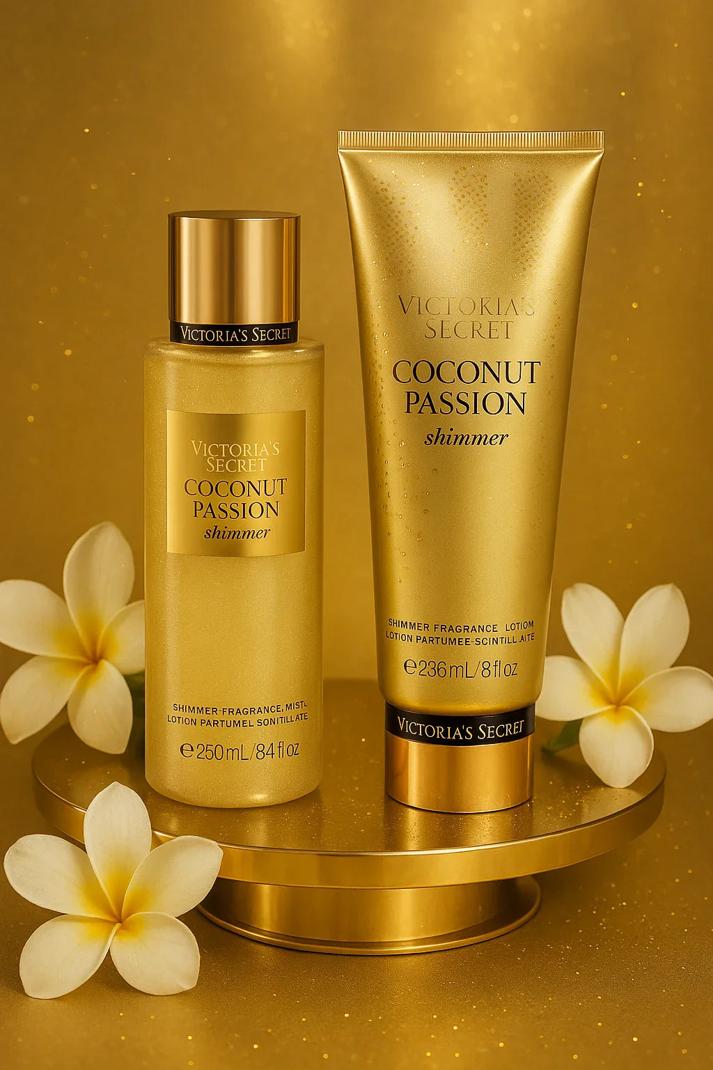 Kit Victoria’s Secret Coconut Passion Shimmer Body Splash e Loção Feminino