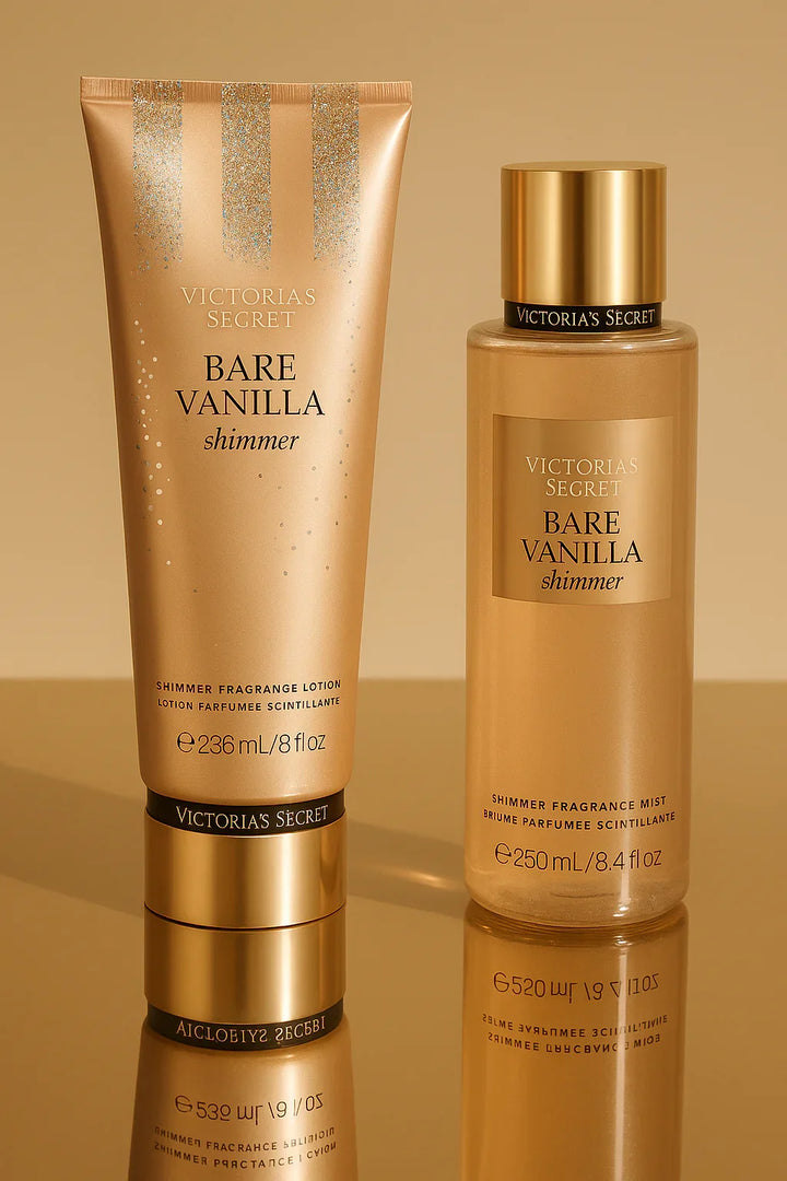Kit Victoria’s Secret Bare Vanilla Shimmer Body Splash e Loção