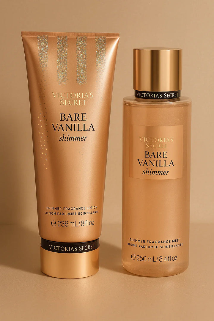Kit Victoria’s Secret Bare Vanilla Shimmer Body Splash e Loção