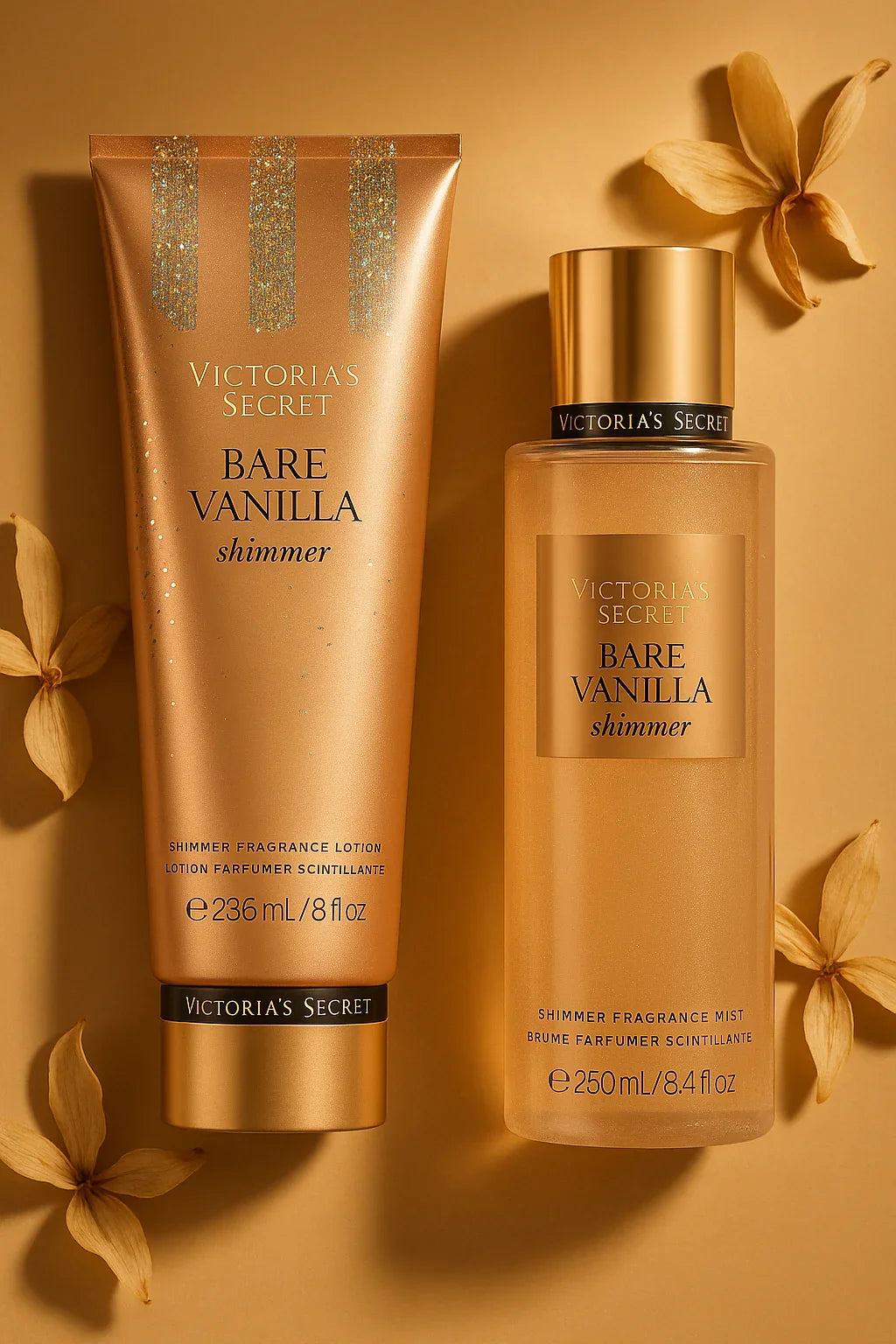 Kit Victoria’s Secret Bare Vanilla Shimmer Body Splash e Loção
