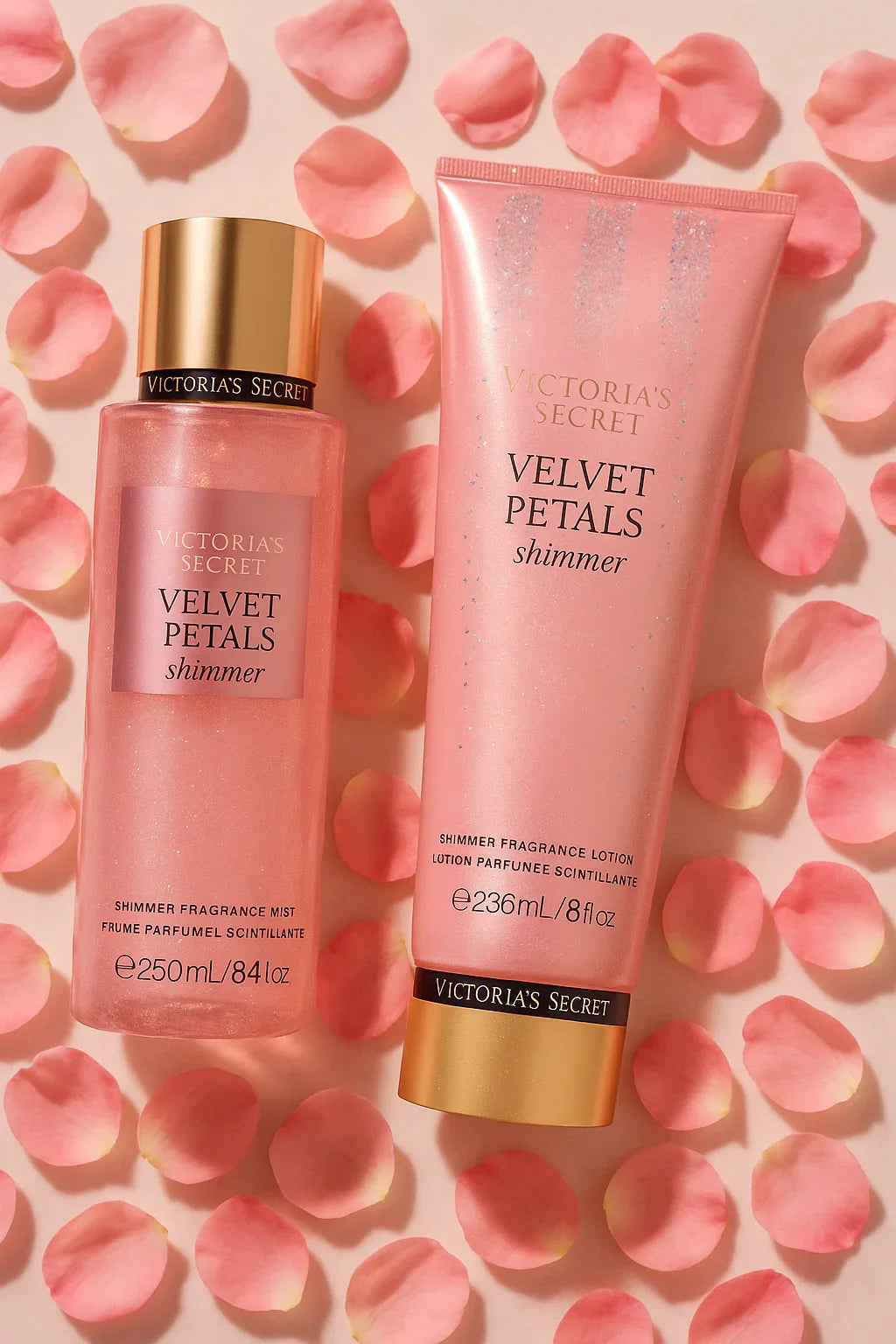Kit Victoria’s Secret Velvet Petals Shimmer Body Splash e Loção