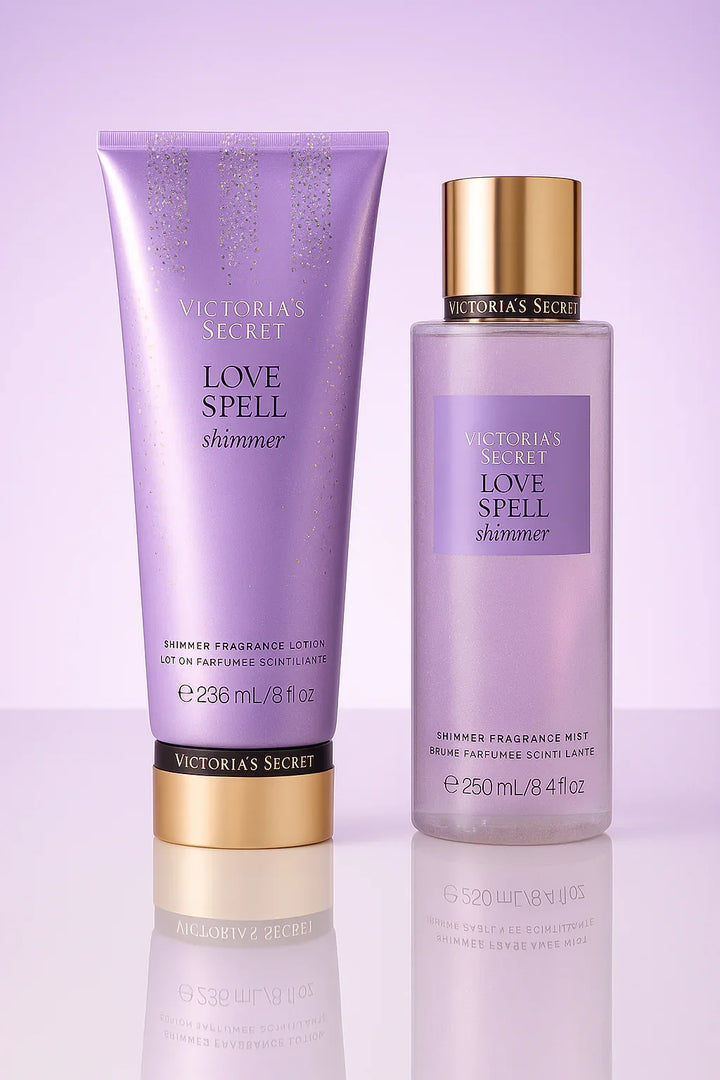 Kit Victoria’s Secret Love Spell Shimmer Body Splash e Loção
