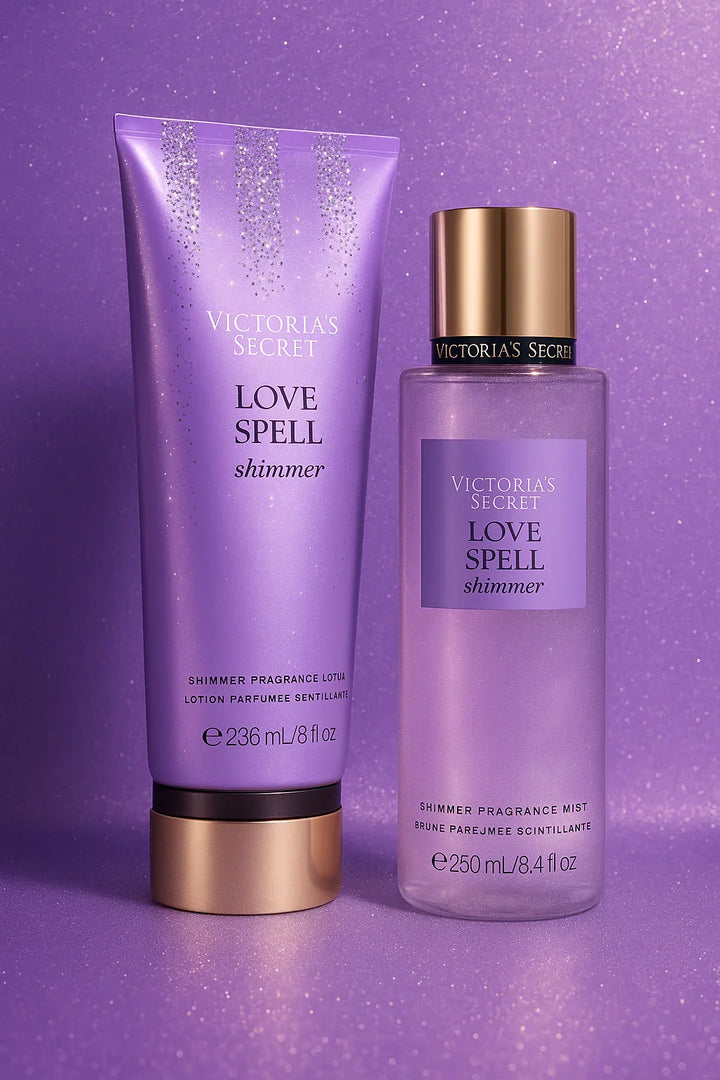 Kit Victoria’s Secret Love Spell Shimmer Body Splash e Loção