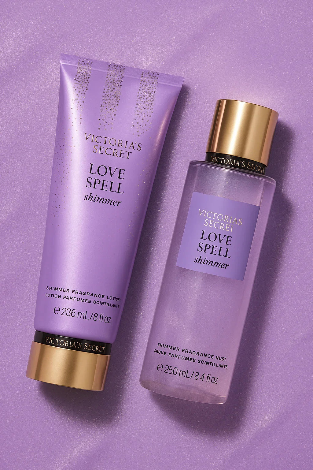 Kit Victoria’s Secret Love Spell Shimmer Body Splash e Loção