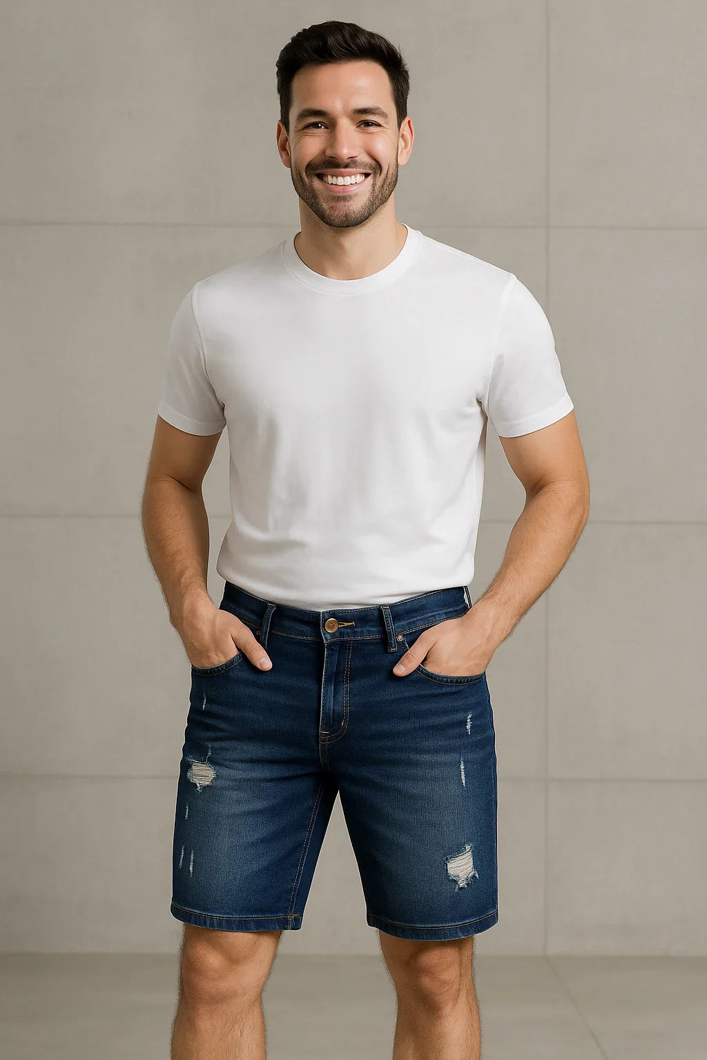 Bermuda Masculina Jeans Destroyed