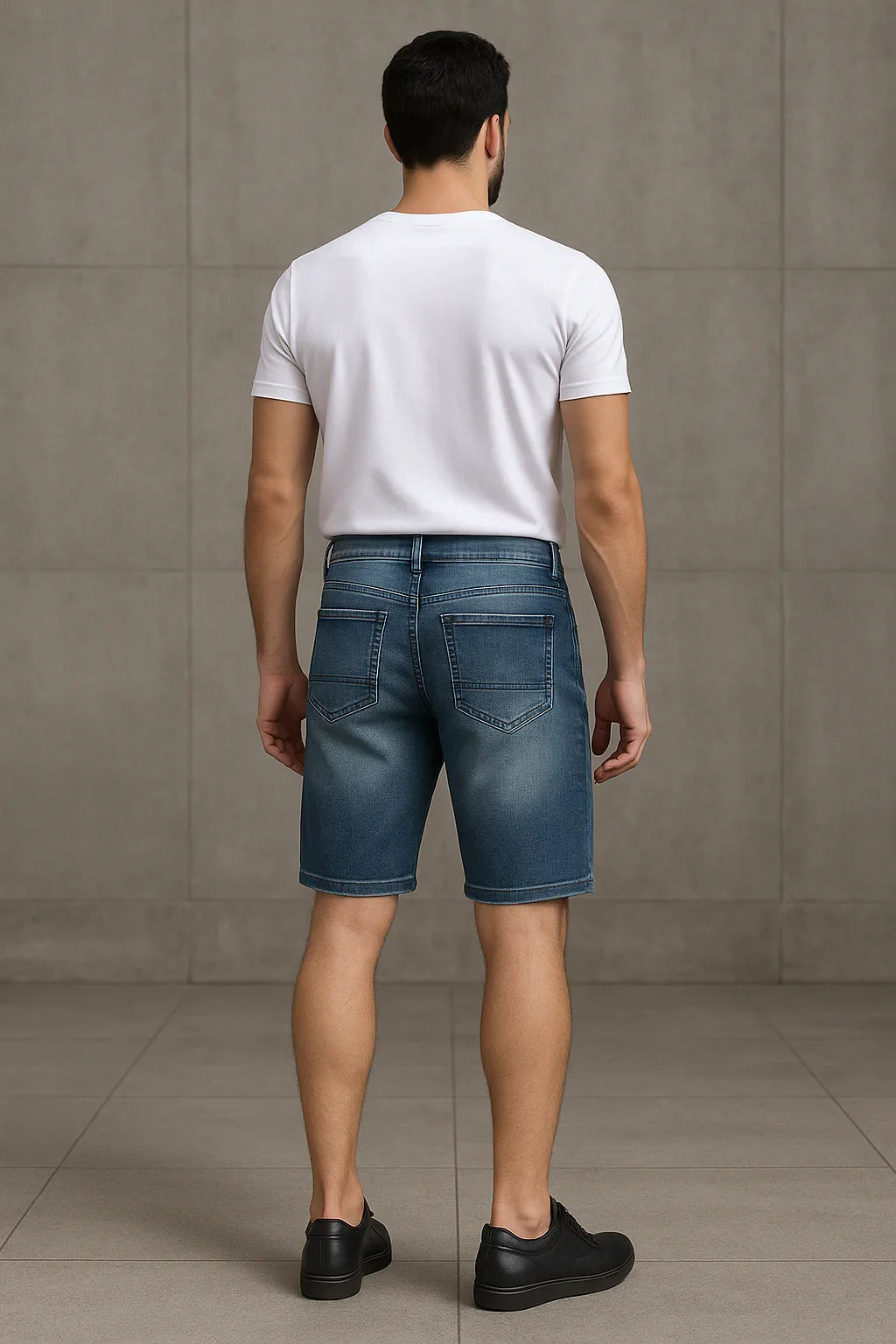 Bermuda Masculina Jeans Destroyed Azul Escuro