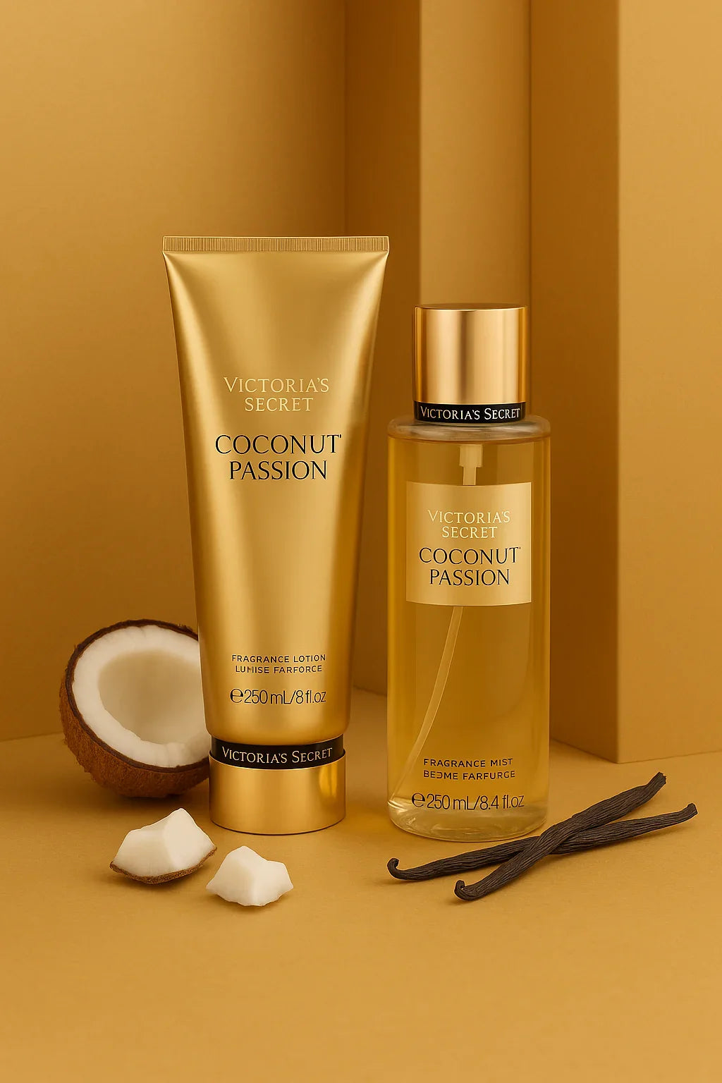 Kit Victoria’s Secret Coconut Passion Body Splash 250 mL + Loção 236 mL