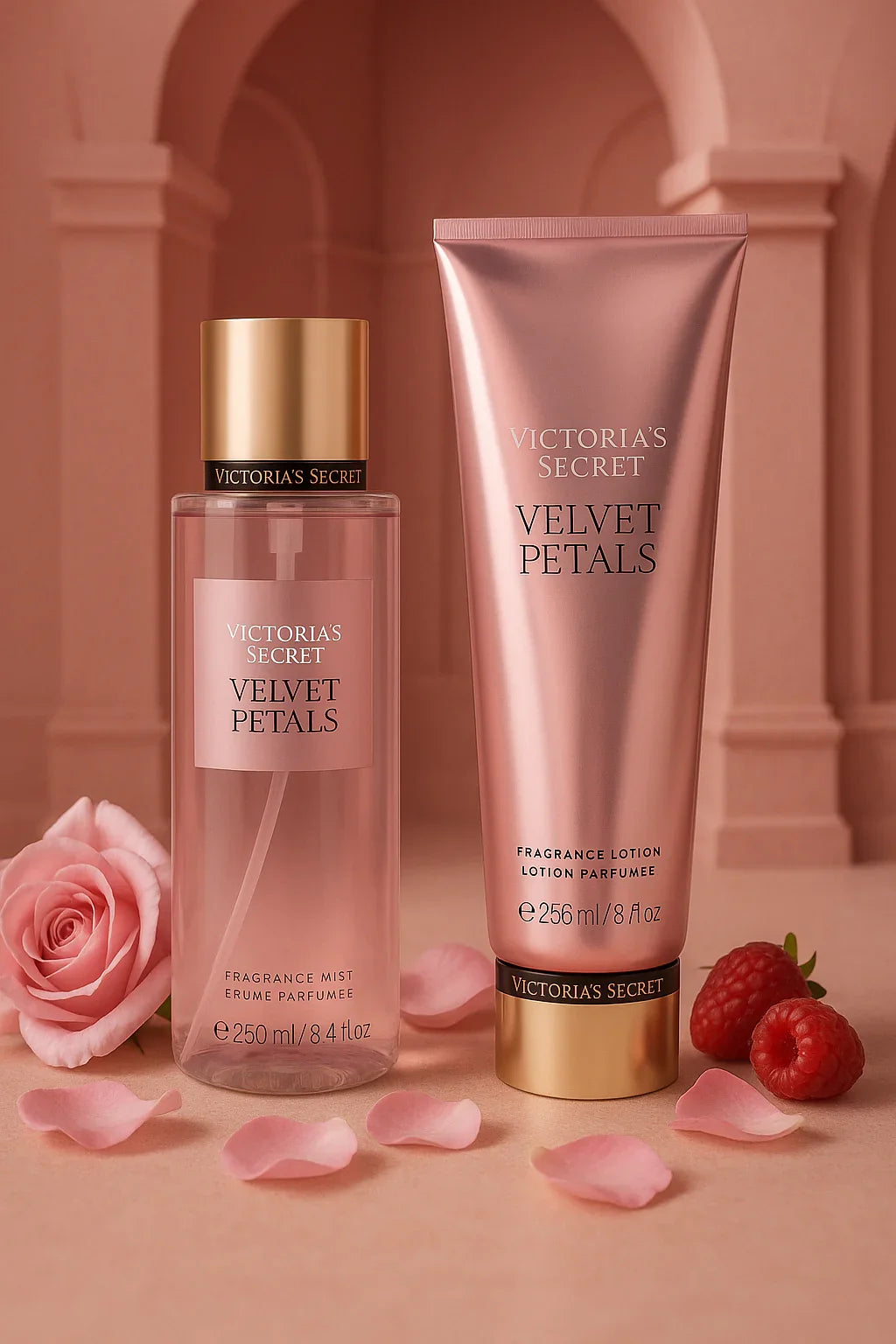 Kit Victoria’s Secret Velvet Petals Body Splash 250 mL + Loção 236 mL