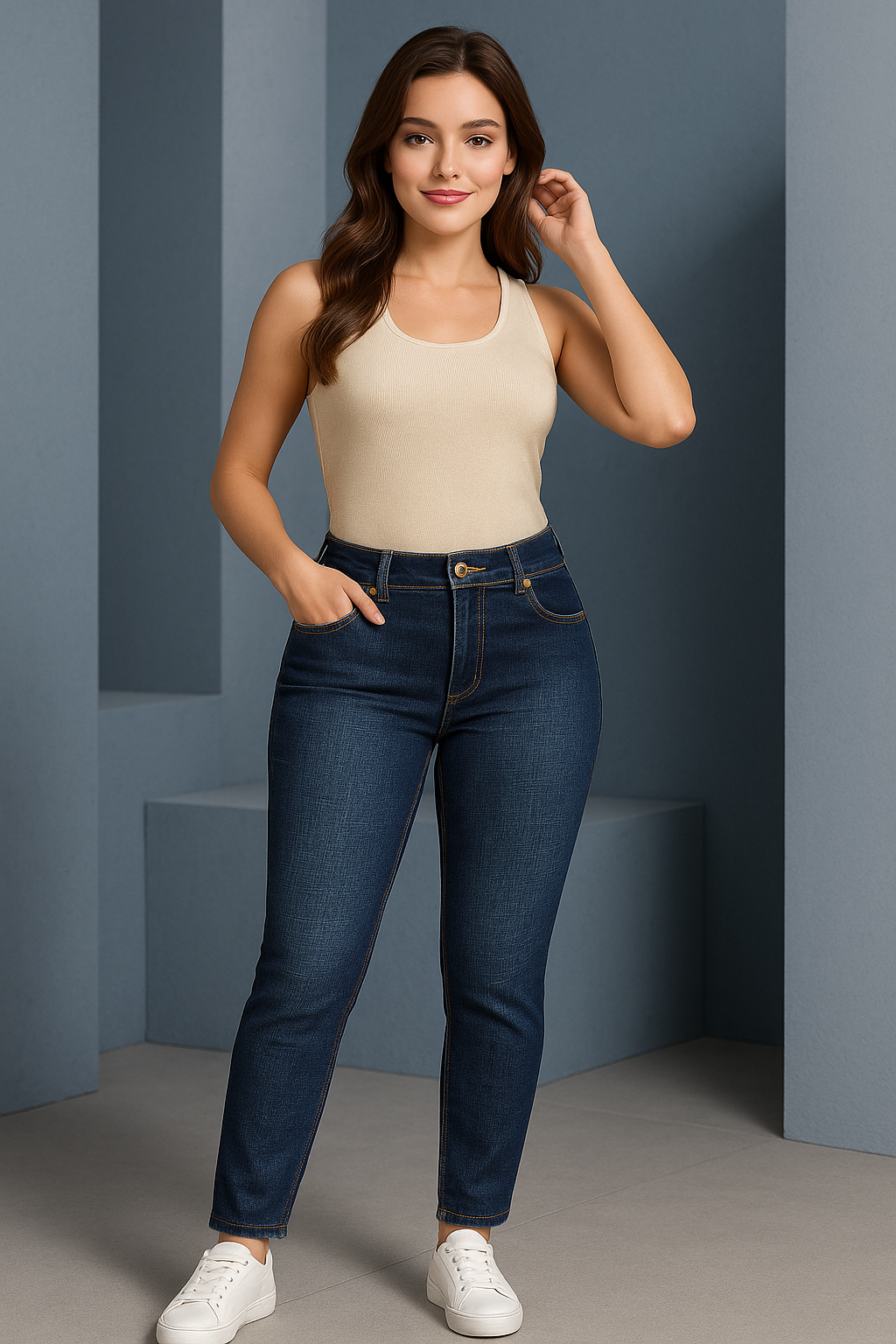 Calça Jeans Feminina Skinny pit bull  Azul Escuro