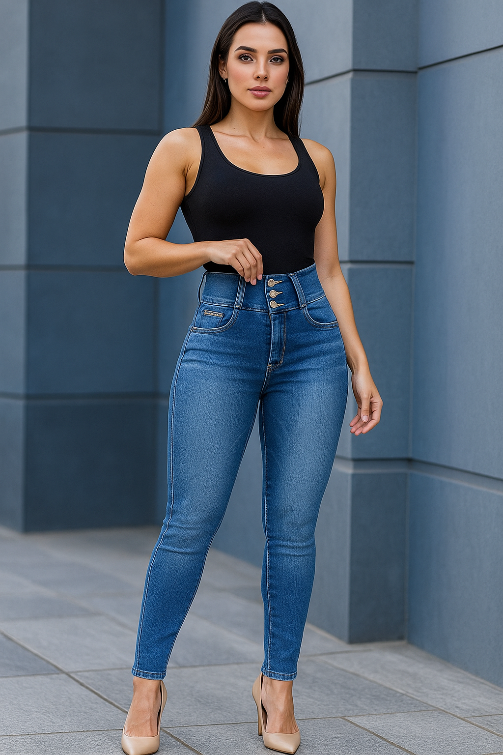 Calça Jeans Feminina Pitbull Skinny  Azul Escuro