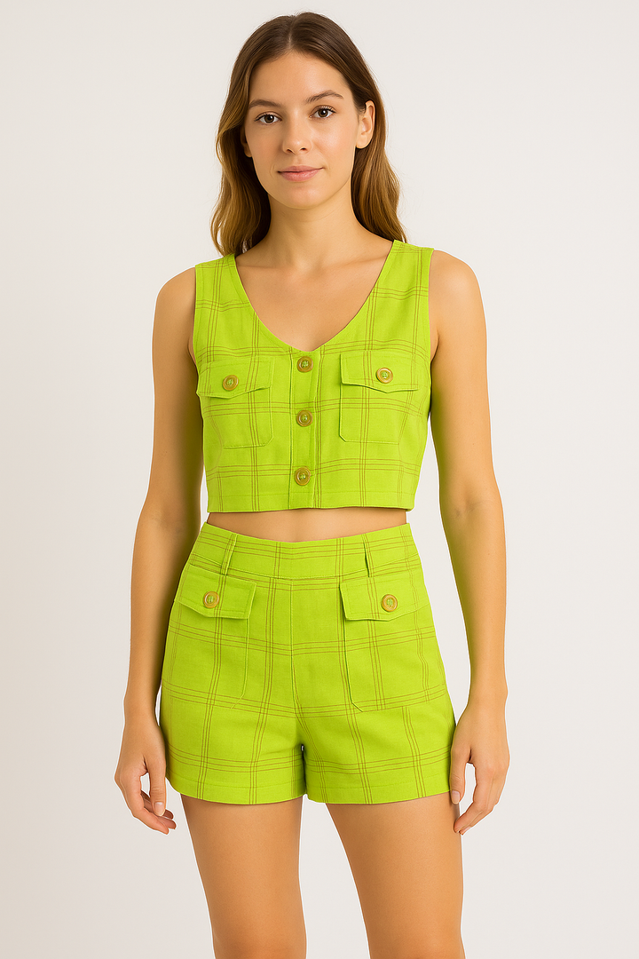 Conjunto KLEPTON Verde Neon Cropped e Short