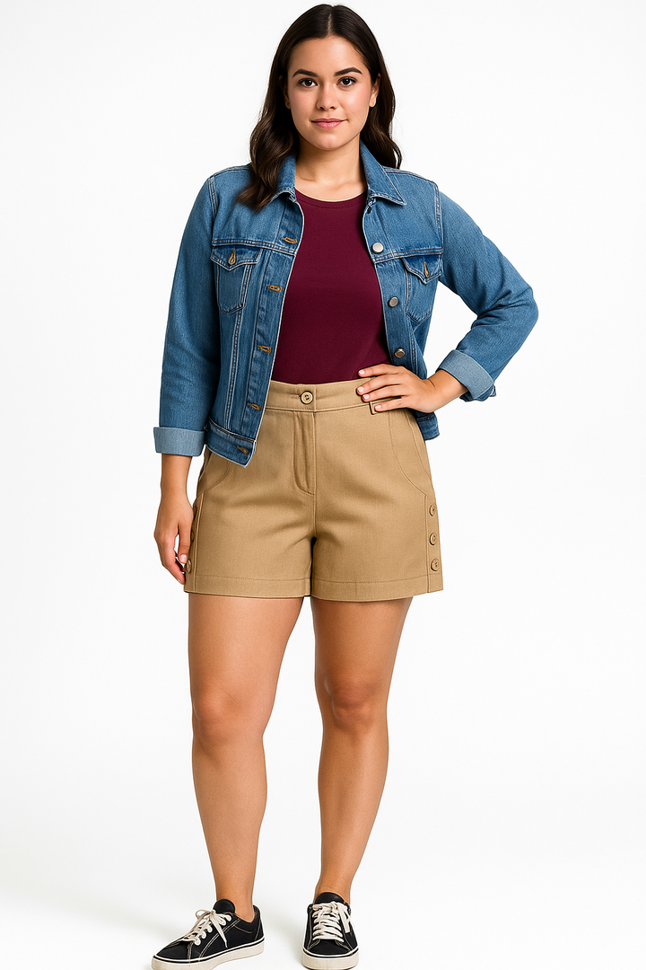 Shorts Klepton Feminino Botões Laterais