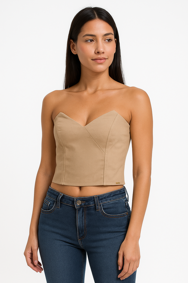 Cropped Klepton Feminino Bege Estruturado