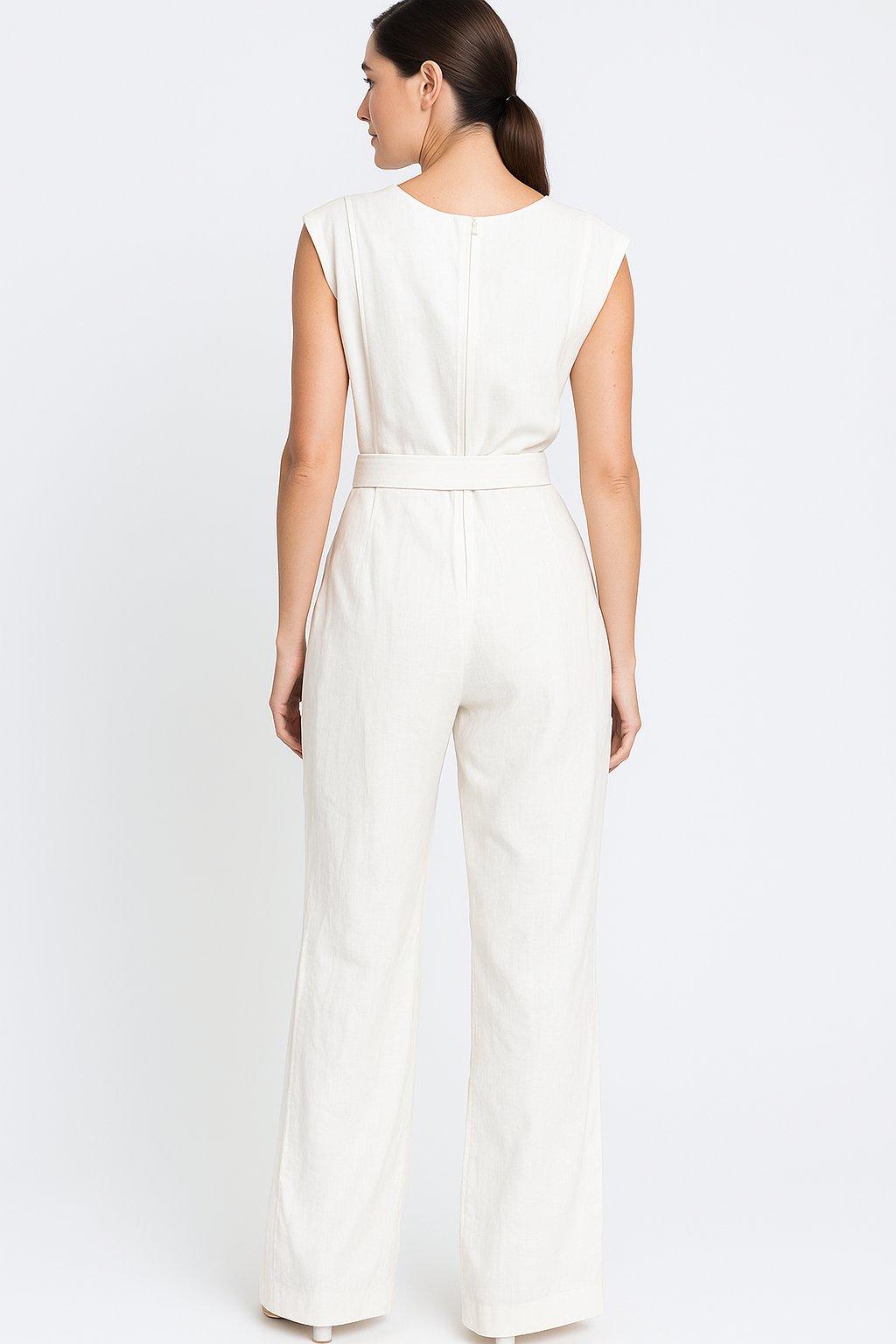Macacão Klepton Feminino Branco Alfaiataria com Cinto