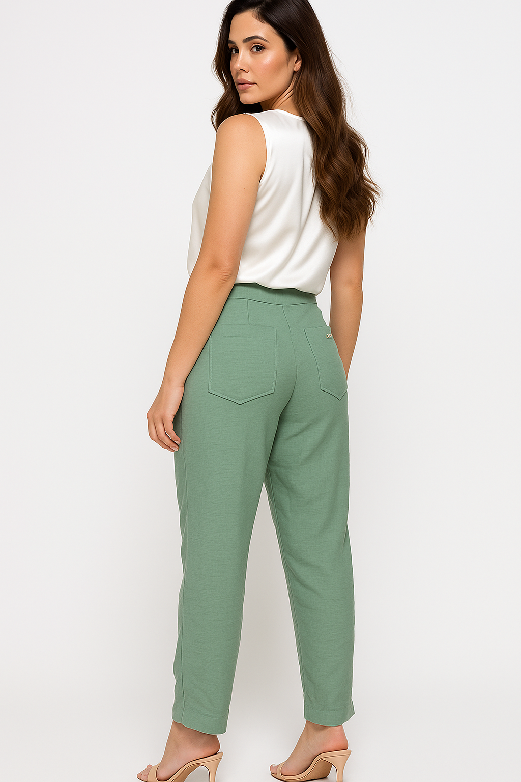 Calça Klepton Feminina Verde Alfaiataria Cintura Alta