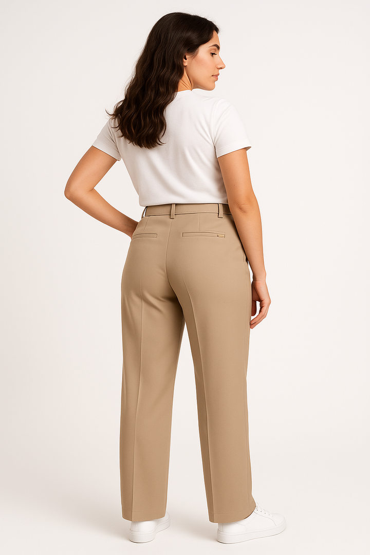 Calça Klepton Feminina Social Alfaiataria Bege Claro com Cinto